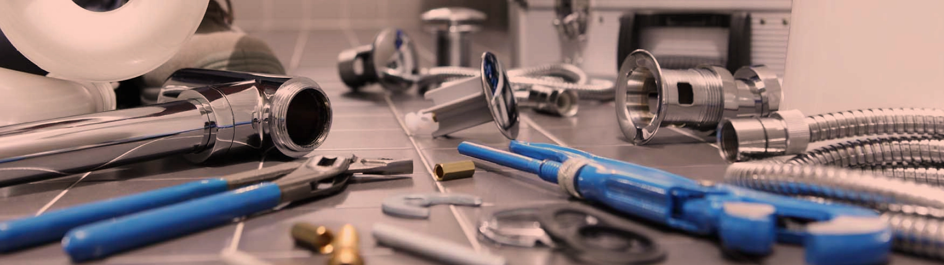 water pipe installation in a bathroom